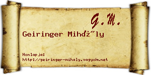 Geiringer Mihály névjegykártya
